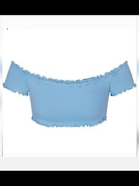 SKIMS Logo Pointelle Super Cropped Top – Iris Blue NWT Size 3X